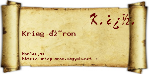 Krieg Áron névjegykártya